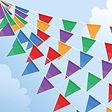100M Wimpelkette, Mehrfarbig Wimpel mit 200 Stück Dreieck Flaggen, Nylon Stoff Bunting Banner für Geburtstag, Hochzeit, Outdoor, Indoor Aktivität, Party Dek