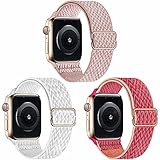 Fengyiyuda 3 Pack Solo Loop Kompatibel mit Apple Watch Armband,Nylon Ersatz Sport Armband für IWatch Series 6/SE/5/4/3/2/1