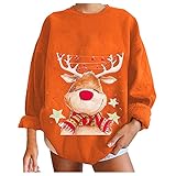 Weihnachtspullover Damen Weihnachtspulli Rudolph Rentier Elfe Pullover Teenager Mädchen Weihnachtsshirt Rundhals Weihnachtsbaum Drucke Ugly Christmas Sweater Oversize Lässiger Pulli Xmas Sw