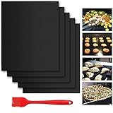 Dauerbackfolie für Backofen(5er Set),40x33cm Backpapier Wiederverwendbar Dauerbackmatte für Kuchen Pizza Grill,BPA Free ,Zuschneidbar und Spü