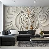 Muralo Vlies Fototapete 416 x 254 3D Effekt Medusa Tapete Luxus Stein Steinoptik Marmor Wohnzimmer Schlafzimmer Wandbilder XXL Wand Br. 416 cm x Hö. 254