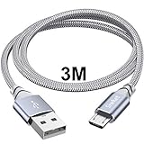 Siwket Micro USB Kabel 3M, Nylon USB A anf Micro Ladekabel Android Ladekabel für Samsung Galaxy Edge/S7/S6 Edge/S6/S4/S3/J7,Kindle Fire,Fire HD Tablets,PS4 Controller,Xiaomi,Huawei P9/10 lite,Nok