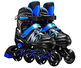 XIUWOUG Herren Damen verstellbare Inliner Inlineskates,Größe 26-42 Unisex Fitness Skates für Erwachsene Rädern Rollschuhe für Jungen Mädchen Anfänger,Blau,L (37~42)