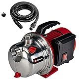 Einhell Gartenpumpen-Set GC-GP 1046 N Set (1000 W, max. 4600 L/h, 4.5 bar, max. 45 m Förderhöhe, Edelstahlgehäuse, inkl. 4 m Kunststoff Saugschlauch, Adapter für Gartenschläuche)