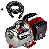 Einhell 4171528 Gartenpumpen-Set GC-GP 1046 N Set (1000 W, max. 4600 L/h, 4.5 bar, max. 45 m Förderhöhe, Edelstahlgehäuse, inkl. 4 m Kunststoff Saugschlauch, Adapter für Gartenschläuche)