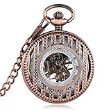 WODMB Mechanische Taschenuhr für Herren, Doppelhunter, goldene römische Z