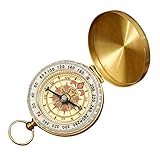 WINSTON-UK Kompass aus reinem Kupfer, tragbar, Vintage-Stil, Taschenuhr, multifunktional, fluoreszierend, Bergsteigen, Metallkompass, Navigation für Outdoor-Sport, Camping, W