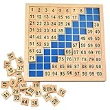 BUZIFU Montessori Mathematik Puzzle Holz Digital Board 1-100 Kontinuierliche Zahlen Kinder Kind Mathe Unterricht Hunderterbrett für frühe Motorik Entwicklung & Ausbildung