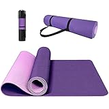 Yogamatte Rutschfest, ungiftig, mit Tragegurt Yogamatte mit Ausrichtungslinien für die Körperhaltung. Gymnastikmatte, Sportmatte, Fitnessmatte, Trainingsmatte Yogamatte.(lila)