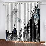YTSDBB Blickdichte Gardinen Verdunkelungsvorhang Klassisch Berge Bäume Landschaft B 160 x H 115 cm Thermovorhang Schlafzimmer Lichtundurchlässig stoff Lärmschutzvorhang für Junge Mädchen Wohnzimmer T