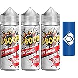3x K-BOOM 10 ml Aroma 2020 Edition | Vapebude Akkuwrap Bundle (3x Red Bomb)