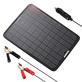 ALLPOWERS 18V 12V 10W Portable Solar Panel Ladegerät Maintainer Bundle mit Zigarettenanzünder-Stecker, Krokodilklemme für Automobil Motorrad Traktor Boot RV