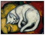 Artland Leinwandbild Wandbild Bild auf Leinwand 40x30 cm Wanddeko Franz Marc Die Weisse Katze 1912 Expressionismus Kunst Malerei T7SU