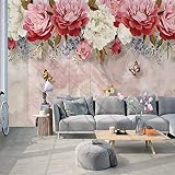 Mrlwy Handgemalte Pflanze Blume Rose Fototapete Tapete für Wohnzimmer TV Schlafzimmer Kunst Wandverkleidung Wohnkultur-300x210CM