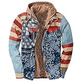 yiouyisheng Vintage Jacke Herren Kapuzenjacke Alltag Frühling Herbst Jacket mit Reißverschluss, Herren Arbeitshemd Holzfällerhemd Retro Arbeitsjacke Outdoorjacke Zip Sweatjack