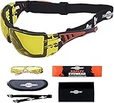 ToolFreak Rip Out, Schutzbrille mit gelben Gläsern, Schaumstoffpolsterung, UV- und Aufprallschutz, En166 FT, Gehäuse und S