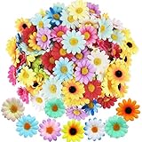 100 Stücke Künstliche Blumen, Gänseblümchen Blütenköpfe, Kunstblumen Blumenköpfe Bunt Mini Seidenblumen für Hochzeit Feste Partei DIY Girlande Kopfschmuck Basteln (5CM, Mehrfarbig)