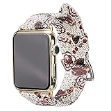 CHENPENG Mit Blumen bedrucktes Lederarmband Kompatibel mit Apple Watch 1/2/3/4/5/6 Frauen Männer Armband Leder Ersatzbänder,B,44MM
