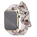 CHENPENG Mit Blumen bedrucktes Lederarmband Kompatibel mit Apple Watch 1/2/3/4/5/6 Frauen Männer Armband Leder Ersatzbänder,B,44MM