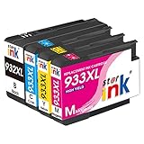 st@r ink 932 933 Kompatibel für HP 932XL 933XL Multipack Druckerpatronen für HP Officejet 6100 6600 6700 7110 7612 7610 7510 Patronen Drucker (1 Schwarz 1 Cyan 1 Magenta 1 Gelb)