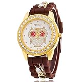 DSNGZ Armbanduhr Mosaik-Ketten-Silikon-Uhr mit Bohrgerät-Luxusgelee-Quarz-Uhr-Eulen-U