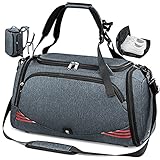 Sporttasche Reisetasche mit Schuhfach Groß 40L 65L Trainingstasche Gym Fitness Sport Tasche mit Rucksack-Funktion Handgepäck Weekender Bag Herren Damen - Grau-B