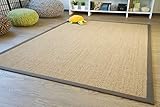 Sisal Teppich Brazil mit Bordüre Farbe natur dunkel oliv Premium Qualität 100% Sisal, Größe: 140x200