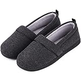 EverFoams Damen Gemütliche Memory Foam Hausschuhe, Leichte Frottee Halbschuhe mit Rutschfester Gummisohle, Schwarz, 41 EU