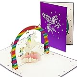 LuckeeCards® 3D Geburtstagskarte - Glückwunschkarte Geburtstag - süße Einhornkarte - Pop-up Karte - Happy Birthday Karte - Geschenkkarte E