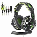 SADES SA810 Newest Version New Xbox One, PS4 Gaming Headset with 3.5mm Wired Over-Ear Noise Isolating Microphone Volume Control for Mac/PC/Laptop/PS4/Xbox one [Green & Black]