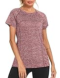 Sykooria Sportshirt Damen Kurzarm Sport-T-Shirt-Oberteil für Yoga Gymnastik T Shirt F