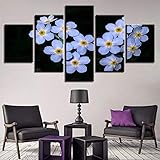 RMVNIE 5 Teilig Leinwandbilder - 200X100Cm Bilder Abstrakt 5 Teilig Wandbild Ideen Für Weiße Blumen Bild Auf Leinwand Kunstdruck Mehrteilig Modern Wandbilder Wohnzimmer Weihnachten Dek