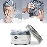 Styling Haartone für Männer Frauen, Natürliche Frisur Pomade, Temporäre Haarfärbemittel Wachs für Party (Silbergrau)
