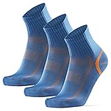 DANISH ENDURANCE Quarter Sportsocken (EU 43-47, Blau/Orange - 3 Paare)