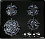 Cata Gaskochfeld 60cm, Gas auf Glas Gas Kochfeld 60 cm Autark, Gasherd Einbau Gas Kochfeld, 4 Hochwertige Brenner 3,5 kW WOK Brenner Gas-kochstelle Gaskocher Erdgas Propang