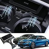 ElecPjf 2021-Upgrade Kabelloses Auto Ladegerät Handyhalterung Kabelloses Autoladegerät 15 W Kabelloses Auto Ladegerät Qi Wireless Charger Auto mit Dem Netzschalter QC3.0 USB für BMW 3er 2020 2021