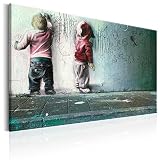 murando - Bilder Banksy Kids Painting 90x60 cm Vlies Leinwandbild 1 TLG Kunstdruck modern Wandbilder XXL Wanddekoration Design Wand Bild - Poster Kinder Mural Graffiti i-B-0024-b