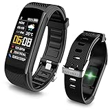 HUYVMAY Fitness Tracker Smartwatch Wasserdicht Fitness Uhr für Damen Herren Fitness Armband mit Pulsmesser Schrittzähler Aktivitätstracker Uhr mit Anruf und Nachricht Benachrichtigung