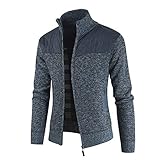 Herren Strickjacke Dicker Pullover mit durchgehendem Reißverschluss Stehkragen warm Fleece-gefüttert mantel Herbst- und Winterjacken plus samtdicken Nähten lässiger Stehkragen Cardigan warme Jack