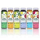 LiveFresh® Probierpaket Wellness Säfte inkl. Einwegpfand (1,50€) [6 Kombinationen = 250ml x 6] - frische Superfruits wie Ingwer, Kurkuma oder Guarana - Schonend Kaltgepresst - Ohne Zucker & Z