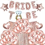 HONGECB Bride To Be, Deko Luftballons Set, Junggesellenabschied Deko, Mit Banner, Rosegold Folienballons, Konfetti Luftballons, Für Brautdusche, Hochzeit, Verlobungsfeier, 26 Stück