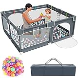 Baby Playpen,Kids Large Playard with 50PCS Pit Balls,Indoor & Outdoor Kids Activity Center,Infant Safety Gates with Breathable Mesh,Sturdy Play Yard for Toddler,Children's Fences Packable & Portab