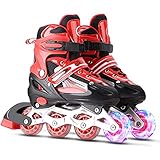 Lecez Verstellbare Inline-Skates, Rollschuhe mit leuchtenden Rollen, ABEC 7-Lager-Rollschuhe für Erwachsene Anfänger Kinder Erwachsene Männer Frauen und Jug