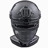 AQzxdc Fast Taktischer Helm, mit Metallnetz Augen Paintball Maske, Komplettes Set Von Airsoft-Schutz Ausrüstung, für Halloween-Jagd CS Wargame,Grau,M