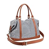 LOSMILE Damen Reisetaschen Handgepäck Canvas Sporttasche Weekender Tasche Carry-on Duffle Bag Frauen Schultertaschen Handtasche Umhängetasche Reisegepäck Reise Taschen (Blau)