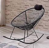 Esstisch Stuhl Hocker Balkon-Liegestuhl/Schaukelstuhl/eiförmiger Korbsessel/personalisierte Möbel-Rattanstuhl (Farbe : Schwarz)