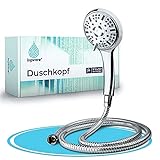 Isyware | Duschkopf mit Schlauch 1,5 m – Hochdruck Handbrause mit 9 Strahlarten Ø11,5cm – Duschkopf wassersparend - Duschbrause mit Schlauch C