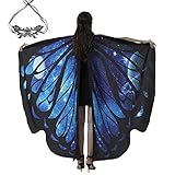 Xniral Damen Schmetterlingsflügel Schal Kostüm Zubehör mit Spitzenmaske Augenabdeckung für Weihnachts-Halloween-Tanzparty(K)