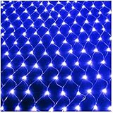 LED Lichternetz Lichterkette Vorhang Lichter, 8 Modi Netz Beleuchtung Deko Weihnachten IP44 wasserdicht, für Innen und Außen, Halloween, Hochzeit, Party (Blaues Licht, 8x10m2600LED)