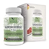 VITA1 Astaxanthin 4mg • 90 Kapseln (3 Monate Vorrat) • Glutenfrei, vegan, koscher & halal • Hergestellt in D